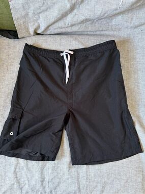 Disney Black Swim Shorts with White Drawstring